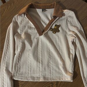 Cropped long sleeve collar shirt